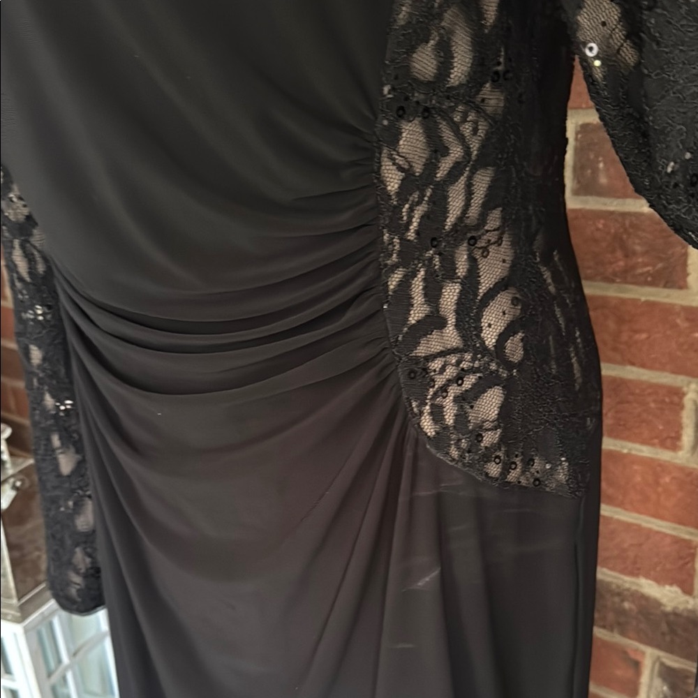 Lauren Ralph Lauren Ruched Black Sequin & Lace Overlay Pullover Cocktail… - Picture 4 of 10